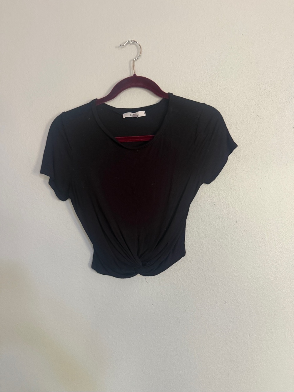 gaze Black Short-Sleeve Knot-Front Tee